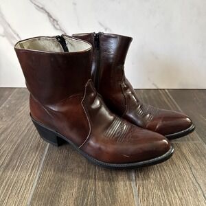 Durango DB954 Men's 8D Cowboy Boots Brown Leather Side Zip